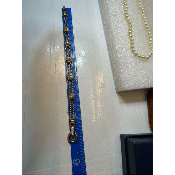 Signed Swarovski Gold Tone Crystal Bracelet - Picture 6 of 9